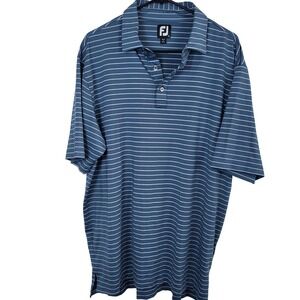 FootJoy  XL Blue White Striped ProDry Performance Golf Polo Shirt Short Sleeve